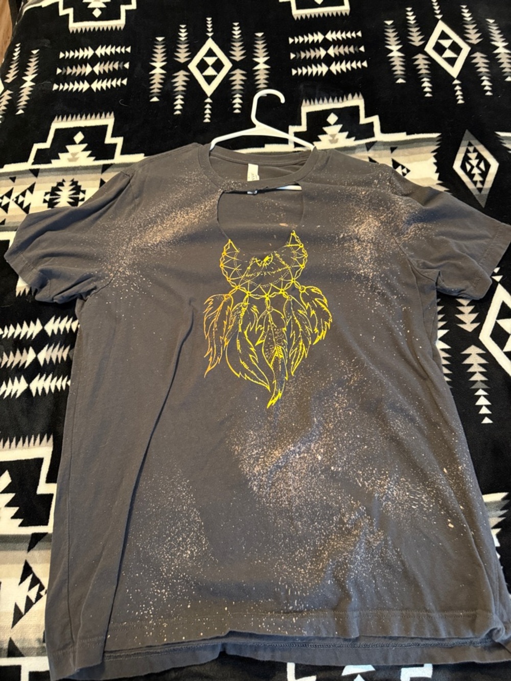 Bella Canvas Charcoal Gray Short Sleeve Tee with Yellow Dreamcatcher Graphic